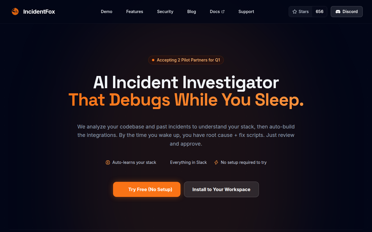 IncidentFox product interface