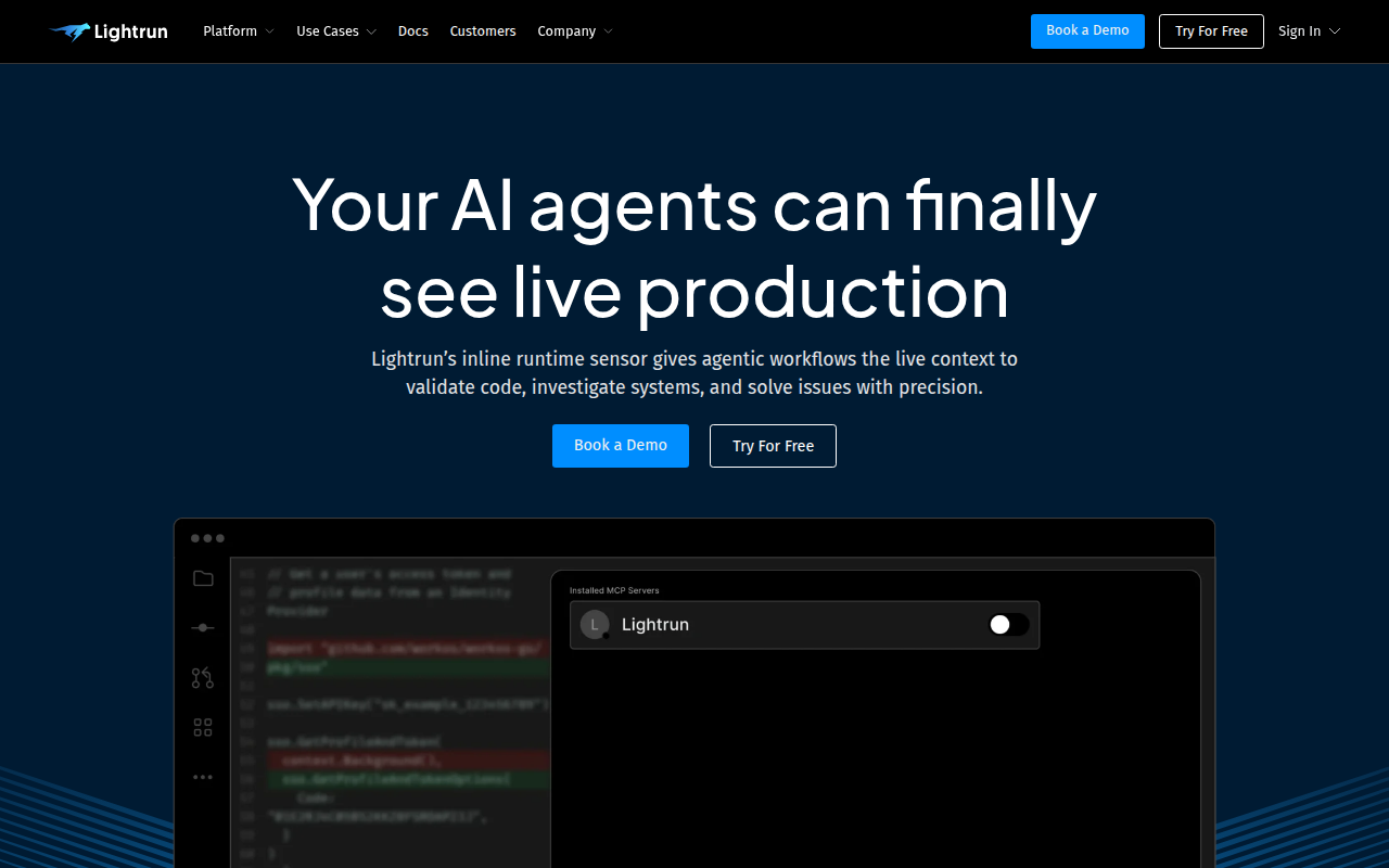 Lightrun product interface