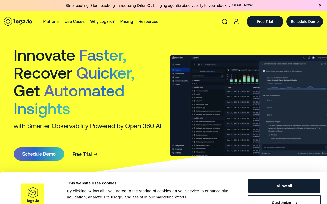Logz.io product interface