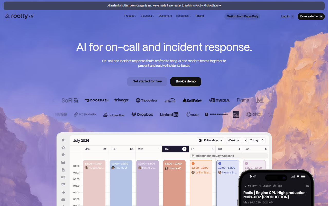 Rootly product interface